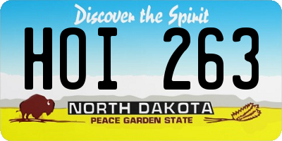 ND license plate HOI263