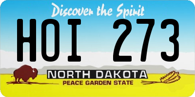 ND license plate HOI273