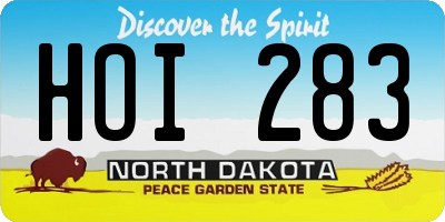 ND license plate HOI283