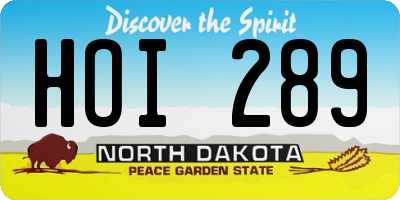 ND license plate HOI289