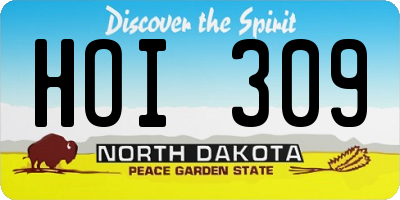 ND license plate HOI309