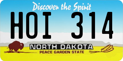 ND license plate HOI314