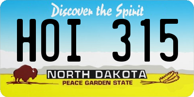 ND license plate HOI315