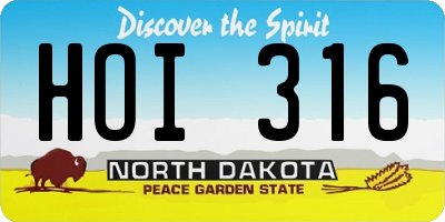 ND license plate HOI316