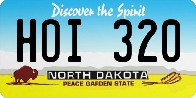 ND license plate HOI320