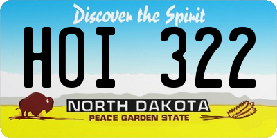 ND license plate HOI322