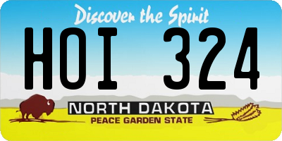 ND license plate HOI324