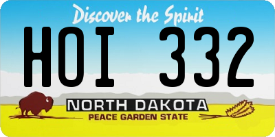 ND license plate HOI332