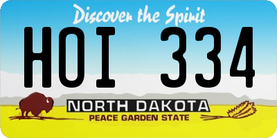 ND license plate HOI334