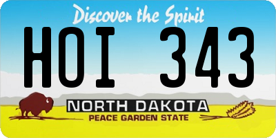 ND license plate HOI343