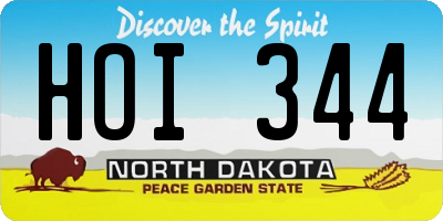 ND license plate HOI344