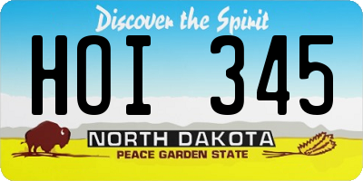 ND license plate HOI345