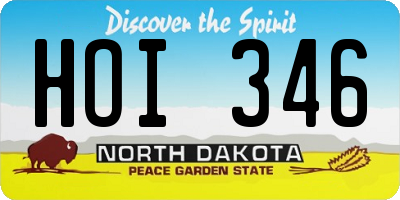 ND license plate HOI346