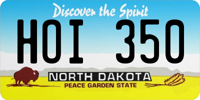 ND license plate HOI350