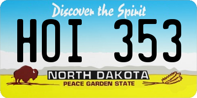 ND license plate HOI353