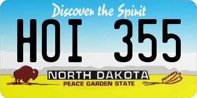 ND license plate HOI355