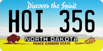 ND license plate HOI356