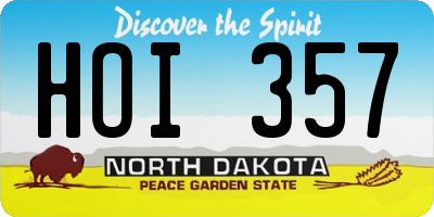ND license plate HOI357
