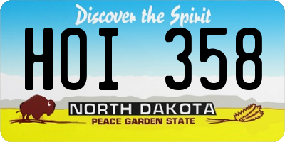 ND license plate HOI358