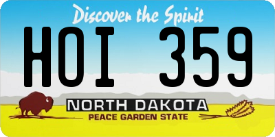 ND license plate HOI359