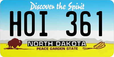 ND license plate HOI361
