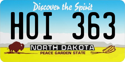 ND license plate HOI363