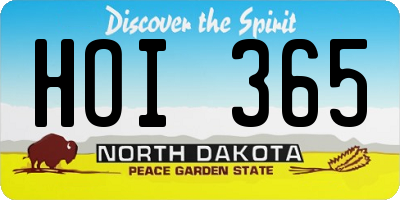ND license plate HOI365