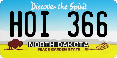 ND license plate HOI366