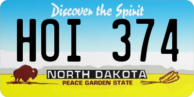 ND license plate HOI374