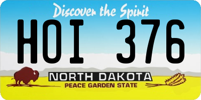 ND license plate HOI376