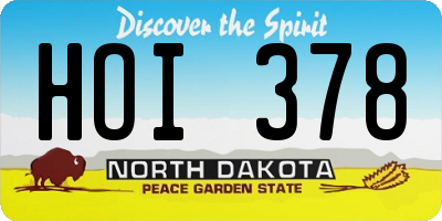 ND license plate HOI378