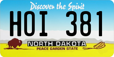 ND license plate HOI381