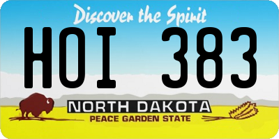 ND license plate HOI383