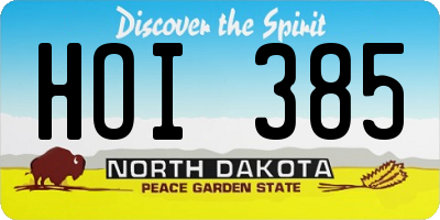 ND license plate HOI385