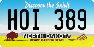 ND license plate HOI389