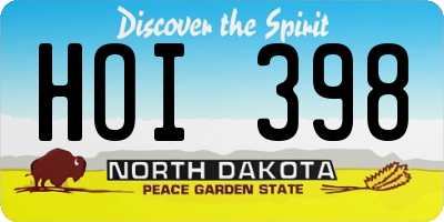 ND license plate HOI398