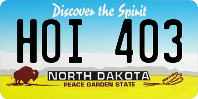 ND license plate HOI403