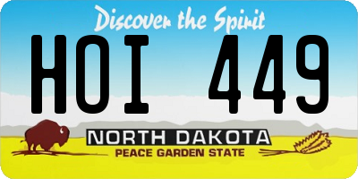 ND license plate HOI449