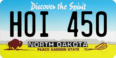 ND license plate HOI450