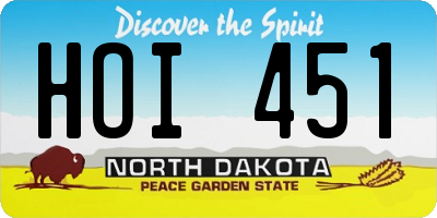 ND license plate HOI451