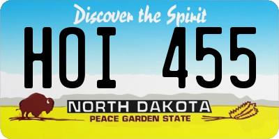ND license plate HOI455