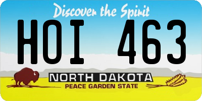 ND license plate HOI463