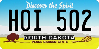 ND license plate HOI502
