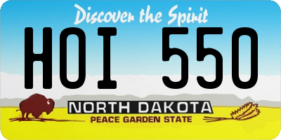 ND license plate HOI550