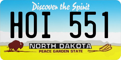 ND license plate HOI551