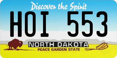 ND license plate HOI553