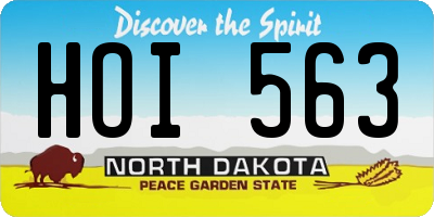 ND license plate HOI563