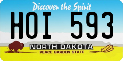 ND license plate HOI593