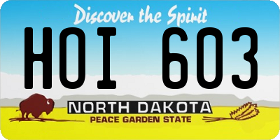 ND license plate HOI603