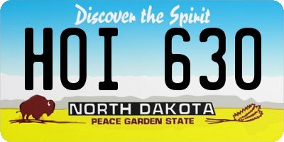 ND license plate HOI630